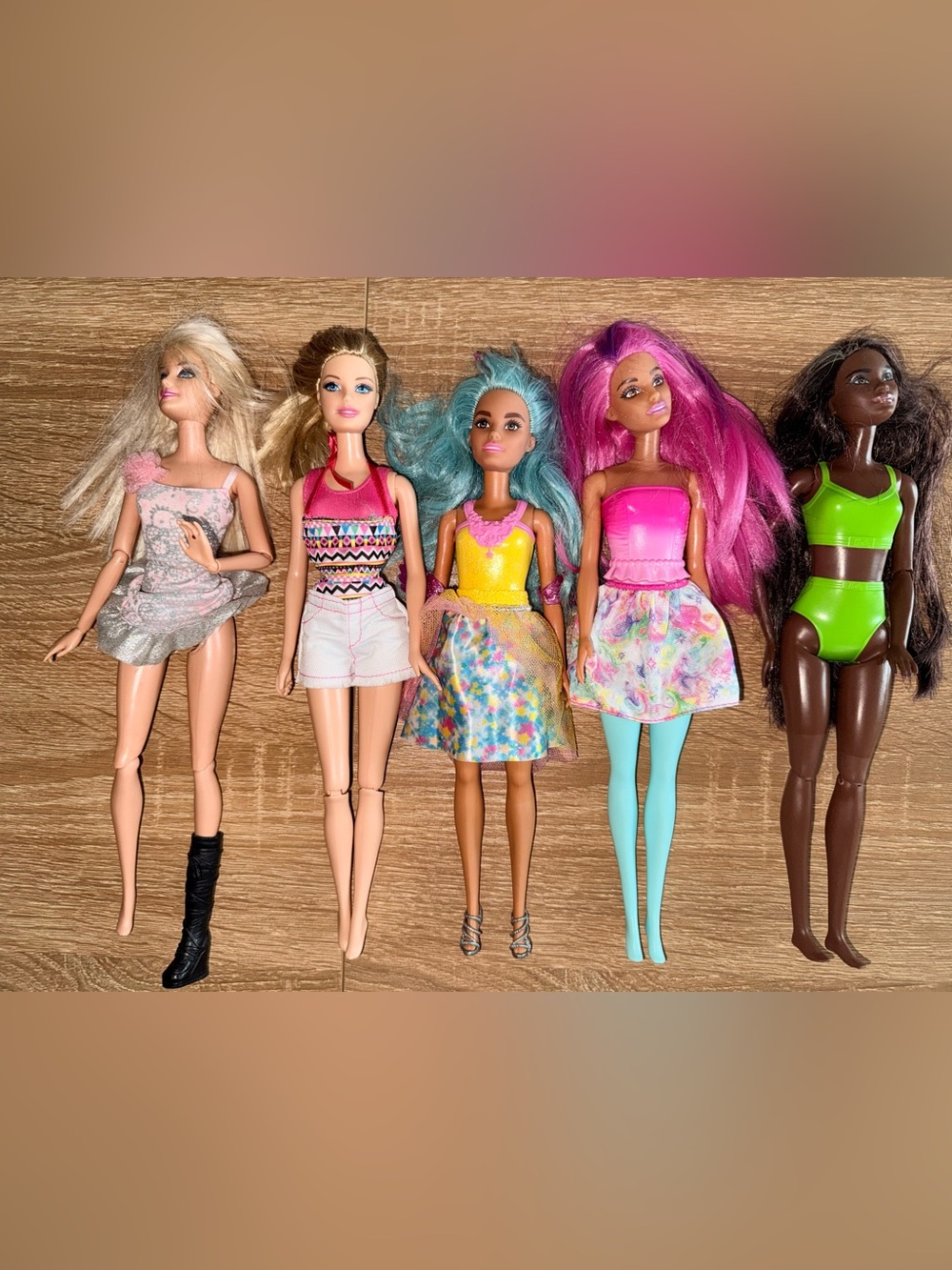 Barbie Dolls in Pink, Turquoise & Yellow Fashion all for one price